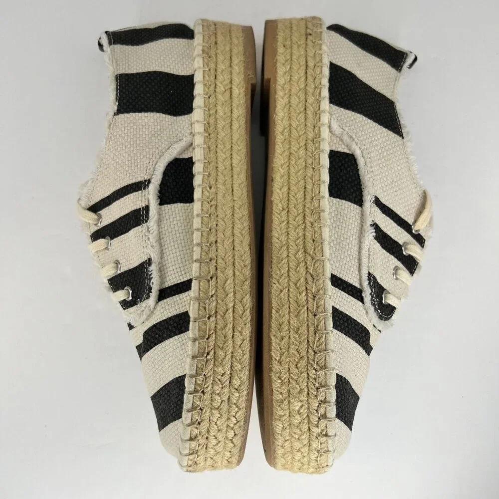 DV By Dolce Vita Womens Cream Black Striped Espadrille Canvas Size 9.5 Sneakers